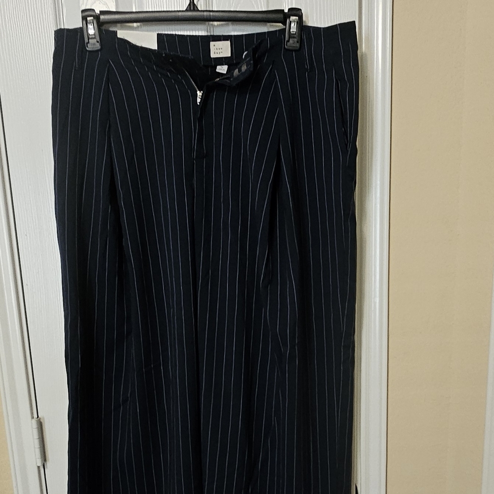a new day, Women's Dark Blue Striped Pants